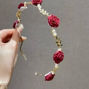 Rose Hairband - Red